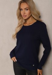 Granatowy Sweter o Klasycznym Kroju Irilians. Niebieskie swetry klasyczne damskie Renee, m, bez kołnierzyka. Za 44.99 zł.