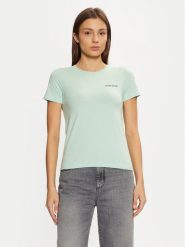 Guess Jeans T-Shirt W4YI02 J1314 Zielony Regular Fit. Zielone t-shirty damskie Guess Jeans, xs, z aplikacjami, z bawełny, bez kołnierzyka. Za 89.99 zł.