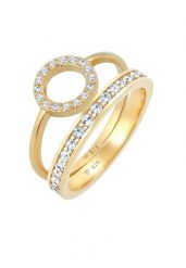 Elli PREMIUM Damska obrączka Duo Memorie Circle Geo Timeless z kryształami w srebrze próby 925 sterling silver Pierścionki 1 ct Damski. Szare pierścionki damskie Elli PREMIUM, srebrne. Za 288.99 zł.