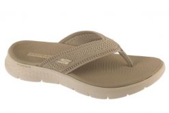 Japonki damskie, Go Walk Flex Sandal - Holly. Brązowe klapki damskie Skechers, bez wzorów, z materiału, bez obcasa, bez zapięcia. Za 189.99 zł.