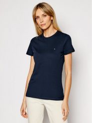 Tommy Hilfiger T-Shirt WW0WW22043 Granatowy Regular Fit. Niebieskie t-shirty damskie Tommy Hilfiger, s, bez wzorów, z bawełny, bez kołnierzyka. Za 109.99 zł.