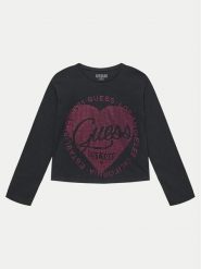 Guess T-Shirt J4YI18 K6YW4 Czarny Boxy Fit. Czarne koszulki i t-shirty dziewczęce Guess, z aplikacjami, z bawełny, bez kołnierzyka, bez ramiączek. Za 69.99 zł.