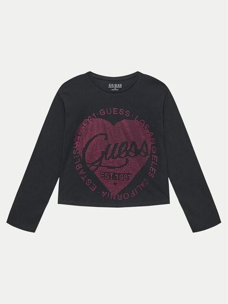 Guess T-Shirt J4YI18 K6YW4 Czarny Boxy Fit. Czarne koszulki i t-shirty dziewczęce Guess, z aplikacjami, z bawełny, bez kołnierzyka, bez ramiączek. Za 69.99 zł.