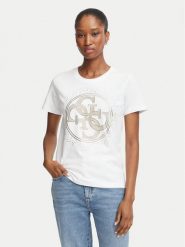 Guess T-Shirt W6BI30 K6051 Biały Regular Fit. Białe t-shirty damskie Guess, xl, z aplikacjami, z bawełny, bez kołnierzyka. Za 214.99 zł.