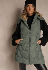 Zielona Pikowana Kamizelka z Odpinanym Kapturem Tulanea. Zielone kamizelki damskie Renee, m, bez wzorów, z jeansu. Za 139.99 zł.