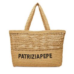 Torebka Patrizia Pepe. Brązowe shopper bag Patrizia Pepe, bez wzorów, bez dodatków. Za 549.99 zł.