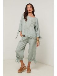 Le Monde du Lin Lniana bluzka w kolorze miętowym rozmiar: 36/38. Zielone bluzki damskie Le Monde du Lin, bez wzorów, ze lnu, bez kołnierzyka, bez ramiączek. Za 121.99 zł.