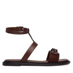 Sandały Weekend Max Mara. Brązowe sandały damskie Weekend Max Mara, bez wzorów, bez obcasa, na płaskiej podeszwie, bez zapięcia. Za 1,409.00 zł.