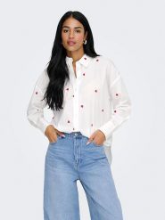 JDY Bluzka "Nelly" w kolorze białym rozmiar: XL. Białe bluzki damskie JDY, xl, bez wzorów, z bawełny, bez kołnierzyka, bez ramiączek. Za 87.61 zł.