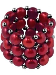 Pearl Addict Pierścionek perłowy w kolorze czerwonym rozmiar: onesize. Czerwone pierścionki damskie Pearl Addict, z perłą. Za 140.53 zł.