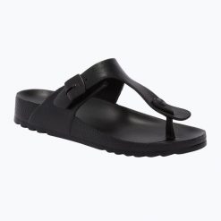Japonki damskie Scholl Bahia Eva. Czarne klapki damskie Scholl, bez wzorów, z materiału, bez obcasa, bez zapięcia. Za 169.99 zł.