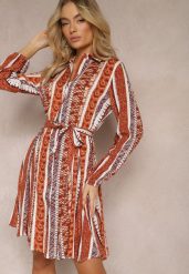 Brązowa Wiskozowa Sukienka Koszulowa z Paskiem w Talii Rozkloszowana Urdiasa. Brązowe sukienki damskie Renee, bez wzorów, z wiskozy, eleganckie, bez ramiączek. W wyprzedaży za 63.99 zł.