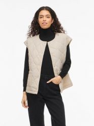 Vila Kamizelka pikowana "Silla" w kolorze kremowym rozmiar: 44. Brązowe kamizelki damskie Vila, bez wzorów, bez kaptura. Za 118.84 zł.