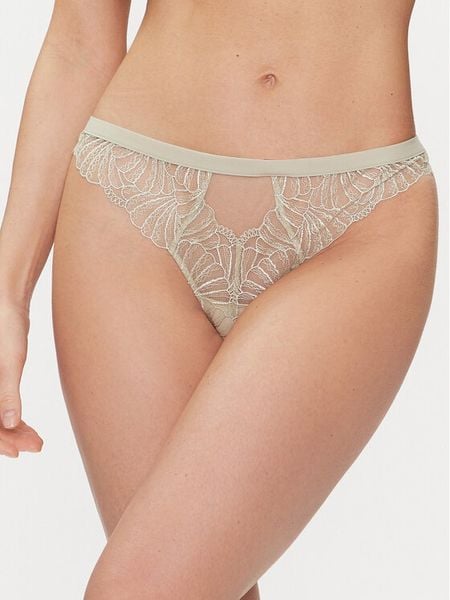 Calvin Klein Underwear Stringi 000QF7759E Zielony. Zielone stringi Calvin Klein Underwear, bez wzorów, z syntetyku. Za 119.99 zł.