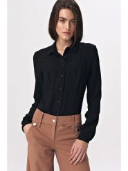 Nife Body-koszula w kolorze czarnym rozmiar: 40. Czarne koszule damskie Nife, bez wzorów, bez kołnierzyka, bez ramiączek. Za 135.49 zł.