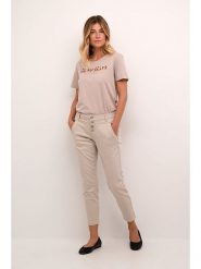 Cream Spodnie "Paula" w kolorze beżowym rozmiar: W30. Brązowe rurki damskie Cream, z aplikacjami, z materiału, z podwyższonym stanem. Za 188.85 zł.