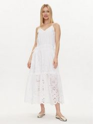 Pepe Jeans Sukienka letnia Dusana PL953480 Biały Regular Fit. Białe sukienki damskie Pepe Jeans, bez wzorów, z bawełny, bez ramiączek. Za 419.99 zł.