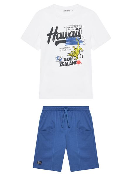 Original Marines Komplet t-shirt i spodenki DFP4326YM Niebieski Regular Fit. Niebieskie t-shirty i koszulki chłopięce Original Marines, bez wzorów, z bawełny, bez kołnierzyka, bez ramiączek. Za 69.99 zł.