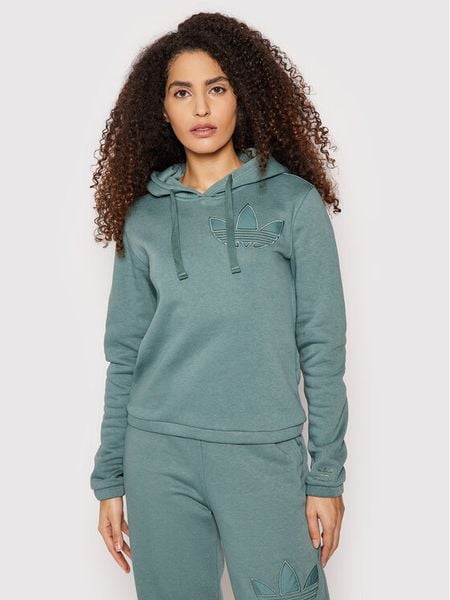 Adidas Bluza HE4733 Zielony Regular Fit. Zielone bluzy damskie Adidas, bez wzorów, z bawełny, bez kaptura. Za 349.99 zł.