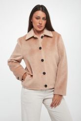 Płaszcz damski krótki z alpaki PESERICO. Płaszcze damskie Peserico, bez wzorów, bez kaptura. Za 5,049.00 zł.