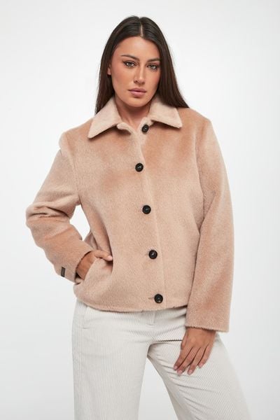 Płaszcz damski krótki z alpaki PESERICO. Płaszcze damskie Peserico, bez wzorów, bez kaptura. Za 5,049.00 zł.