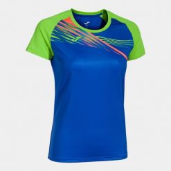 Joma Elite X damska koszulka sportowa, krótki rękaw, Royal-Fluor Green, L. Niebieskie koszulki sportowe damskie Joma, l, bez wzorów, bez ramiączek. Za 174.99 zł.