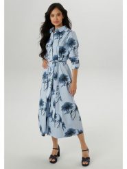 Aniston Sukienka w kolorze błękitno-granatowym rozmiar: 40. Niebieskie sukienki damskie Aniston, bez wzorów, z bawełny, bez ramiączek. Za 132.98 zł.