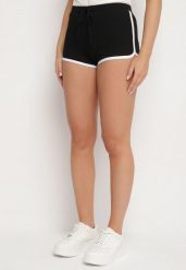 Czarne Dresowe Szorty z Bawełny Ozdobione Lamówką Liravonneae. Czarne spodenki sportowe damskie Born2be, l, bez wzorów, z bawełny. Za 34.99 zł.
