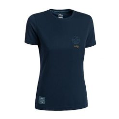 Koszulka rowerowa MTB damska Rocday Woody Sanitized® Lady z krótkim rękawem. Niebieskie koszulki damskie ROCDAY, xs, bez wzorów, z jersey, bez kołnierzyka, bez ramiączek. Za 129.99 zł.