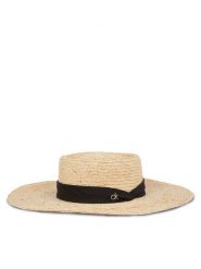 Calvin Klein Kapelusz Ck Metal Linen Band Straw Hat K60K612915 Beżowy. Brązowe kapelusze damskie Calvin Klein, bez wzorów, z materiału. Za 209.99 zł.