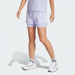 Szorty Own the Run Climacool 2-in-1. Czerwone obuwie sportowe damskie Adidas, bez zapięcia, do biegania. Za 199.00 zł.