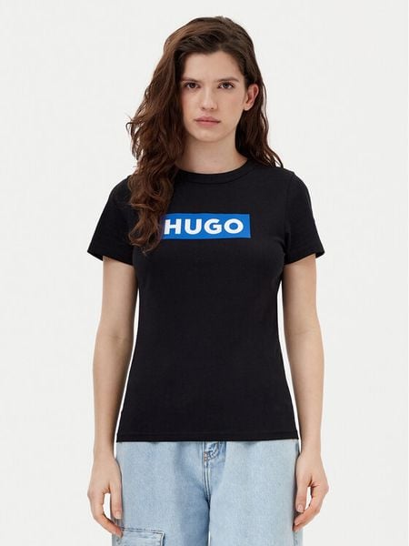 HUGO T-Shirt Classic 50510772 Czarny Slim Fit. Czarne t-shirty damskie Hugo, m, bez wzorów, z bawełny, bez kołnierzyka. Za 119.99 zł.