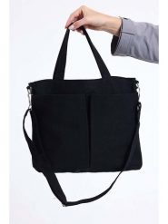 MORI Shopper bag w kolorze czarnym - 38 x 30 x 8 cm rozmiar: onesize. Czarne shopper bag MORI, bez wzorów, z materiału, przez ramię, bez dodatków. Za 56.99 zł.