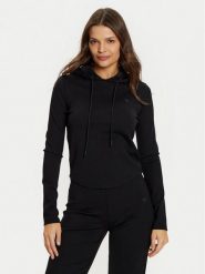 Guess Bluza V5RQ06 KCLH0 Czarny Regular Fit. Czarne bluzy damskie Guess, xs, z aplikacjami, z syntetyku, bez kaptura. Za 179.99 zł.