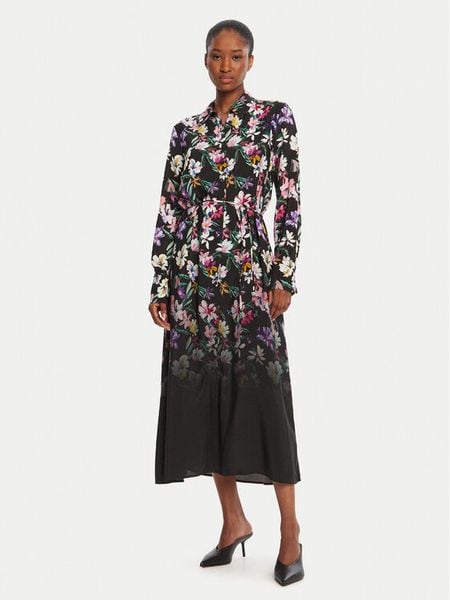 Desigual Sukienka koszulowa Camisero Acrilica 25WWVW11 Czarny Regular Fit. Czarne sukienki damskie Desigual, bez wzorów, z wiskozy, bez ramiączek. Za 369.99 zł.