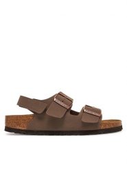 Birkenstock Sandały Milano As Kids 1029474 D Brązowy. Brązowe sandały chłopięce Birkenstock, ze skóry, bez zapięcia. Za 319.99 zł.