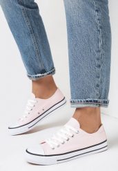 Różowe Klasyczne Trampki z Cholewką pod Kostkę Amyete. Czerwone obuwie sportowe casual damskie Born2be, z gumy, bez zapięcia. Za 29.99 zł.