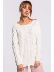 Made of emotion Sweter w kolorze kremowym rozmiar: S/M. Brązowe swetry klasyczne damskie Made Of Emotion, m, ze splotem, bez kołnierzyka. Za 131.74 zł.