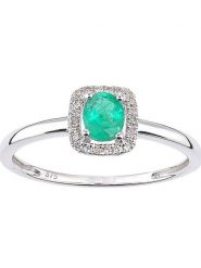 Revoni Złoty pierścionek z diamentami i szmaragdem rozmiar: 57. Szare pierścionki damskie Revoni, z diamentem, złote. Za 1,391.99 zł.