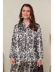 Curvy Lady Bluzka w kolorze czarno-kremowym rozmiar: 44/46. Brązowe bluzki damskie Curvy Lady, bez wzorów, klasyczne, bez kołnierzyka, bez ramiączek. Za 70.57 zł.