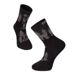 Skarpety trekkingowe z wełny merynosowej z czarnymi motywami wspinaczkowymi. Czarne skarpetki damskie TRY TO FLY, bez wzorów, z wełny. W wyprzedaży za 83.39 zł.