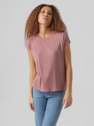 Vero Moda Koszulka "Vmava" w kolorze jasnoróżowym rozmiar: XS. Różowe koszulki damskie Vero Moda, xs, bez wzorów, bez kołnierzyka, bez ramiączek. Za 39.31 zł.