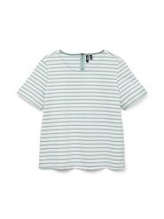 Vero Moda Koszulka w kolorze biało-miętowym rozmiar: XS. Białe bluzki damskie Vero Moda, xs, bez wzorów, bez kołnierzyka, bez ramiączek. Za 41.69 zł.