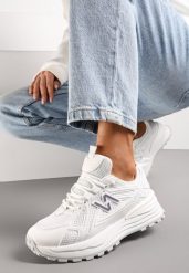 Białe Sneakersy na Platformie z Wstawkami z Siateczki Epionna. Białe obuwie sportowe damskie Renee, bez zapięcia. Za 99.99 zł.