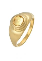 Elli PREMIUM Damski sygnet okrągły, klasyczny z kamieniem cytryn w pozłacanym srebrze 925 Sterling Silver Pierścionki 1 ct. Szare pierścionki damskie Elli PREMIUM, z cytrynem, pozłacane. Za 203.99 zł.