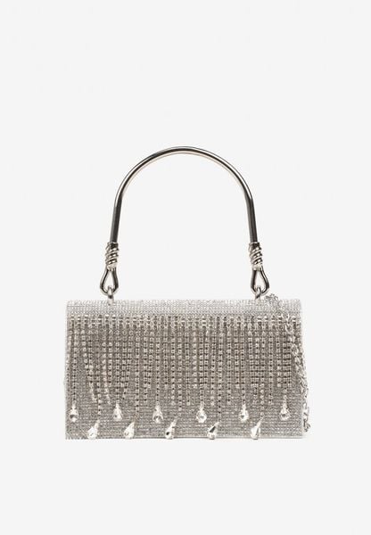 Srebrna Torebka Kopertówka z Cyrkoniami Rączką i Łańcuszkiem Fesovira. Szare kombinezony damskie Renee, uniwersalny, bez wzorów, klasyczne, bez kołnierzyka, bez ramiączek. Za 89.99 zł.