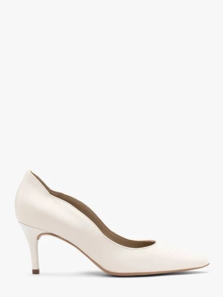 Kremowe czółenka z ozdobną cholewką. Brązowe czółenka damskie Ryłko, bez wzorów, ze skóry, bez obcasa, na szpilce. W wyprzedaży za 279.99 zł.