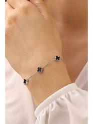 Miu Silver Srebrna bransoletka z masą perłową rozmiar: onesize. Czarne bransoletki damskie Miu Silver, srebrne. Za 121.99 zł.