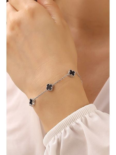 Miu Silver Srebrna bransoletka z masą perłową rozmiar: onesize. Czarne bransoletki damskie Miu Silver, srebrne. Za 121.99 zł.