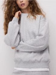 Gładka bluza z bawełną - jasnoszary. Szare bluzy damskie Reserved, l, bez wzorów, z bawełny, bez kaptura. W wyprzedaży za 79.99 zł.